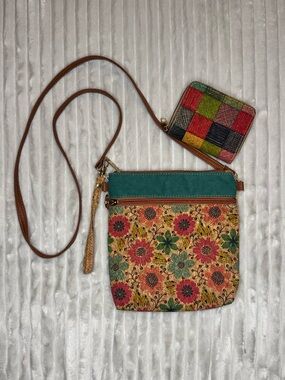 Kaleidoscope Floral Cork Crossbody with matching wallet